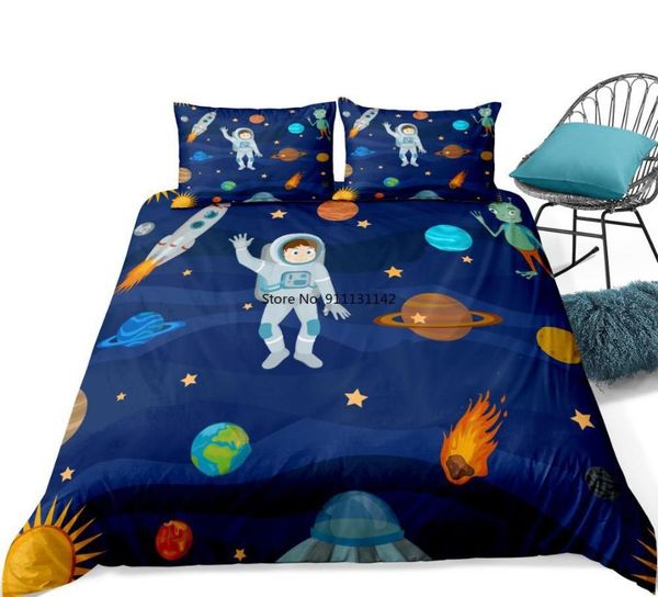 

bedding sets 3d set cartoon space astronaut planet duvet cover bedclothes for kids boys home textiles 3-piece