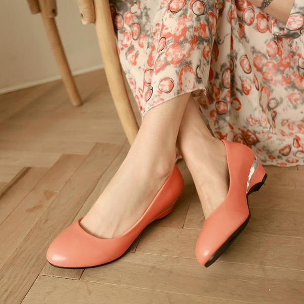 

dress shoes womens mid wedge heels round toe pumps candy color faux leather work office, Black