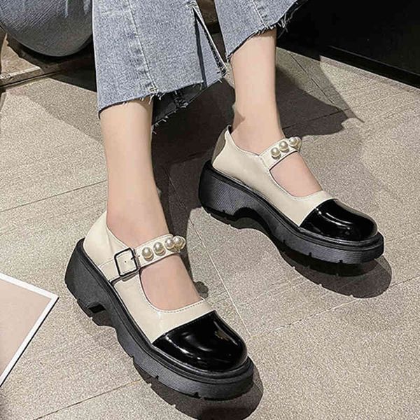 

dress shoes rimocy buckle of vintage pearls mary jane women's shoes black and white colours mixed platform women's medium japanese