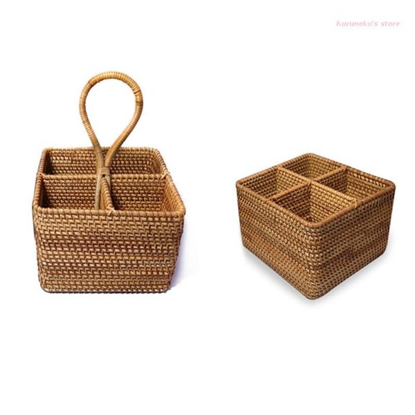 

storage baskets square hand woven basket 4 compartment deskserving hx6d