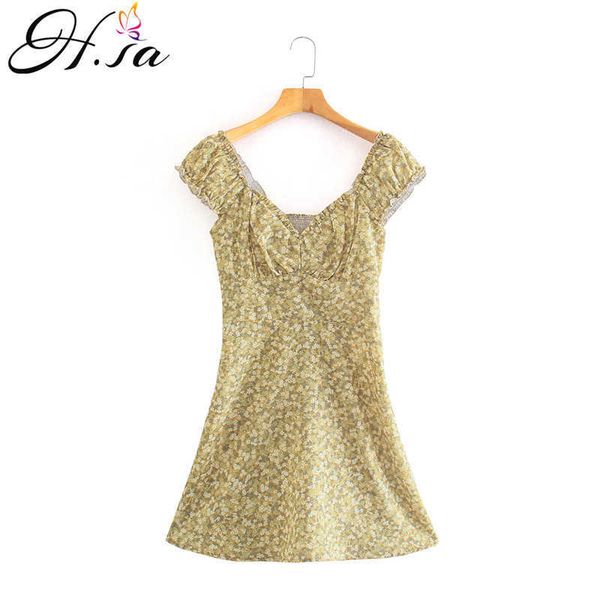 

hsa summer ruffles v neck floral print mini dress women off shoulder ruffle party dress backless a-line dress 210716, Black;gray