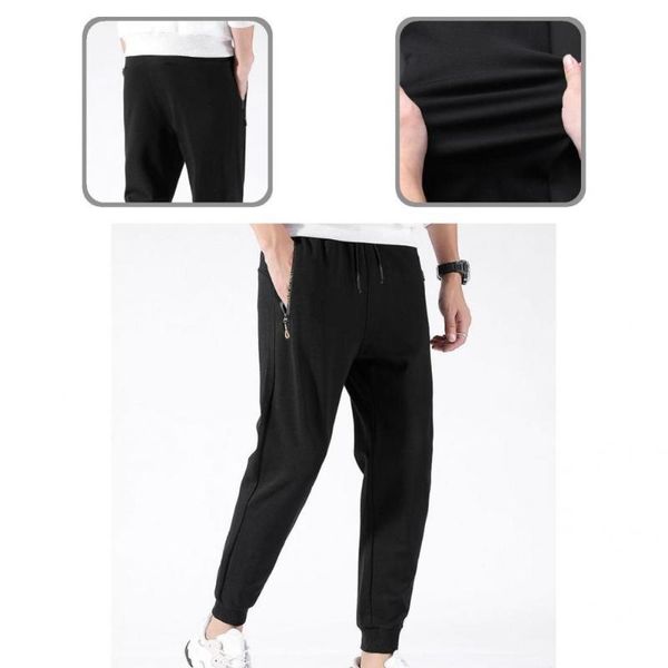 

men's pants streetwear windproof pure color autumn winter men solid for yoga, Black