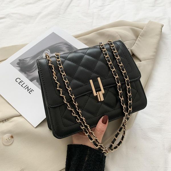 

evening bags axzspdy band chain female shoulderr bag 2021 winter fashion retro small square designer black women's crossbody