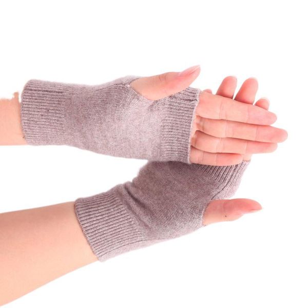 

five fingers gloves 23 colors wristband winter women writing typing knitted 2021 women' thermal warm woolen thread fingerless mittens, Blue;gray