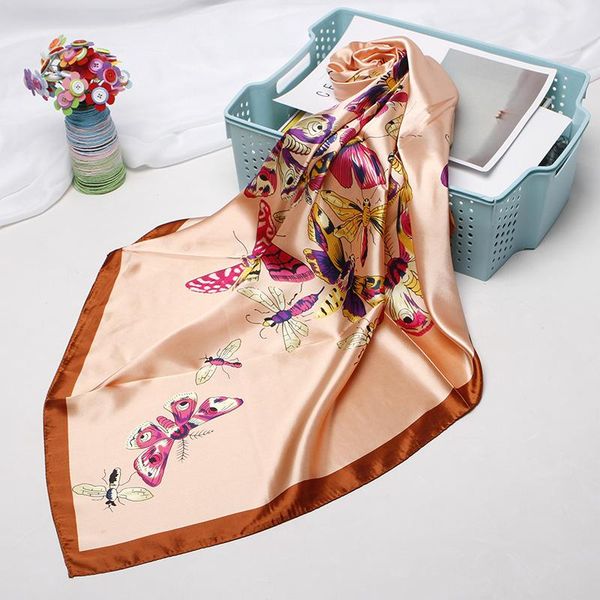 

scarves fahsion silk satin women hijab scarf floral print bag head scarfs female 90*90cm square shawls and wraps neck for ladies, Blue;gray
