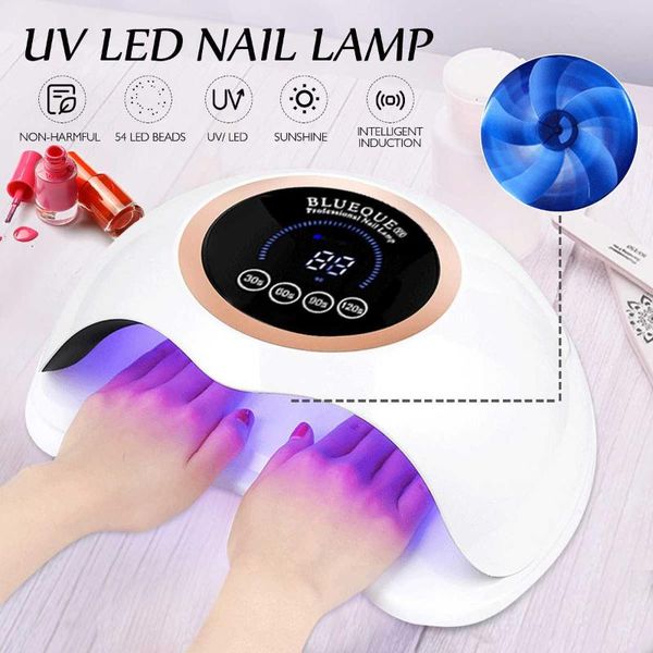 

nail dryers 180w lamp 54 uv leds dryer power smart auto sensor 30/60/90/120s timer for curing all gels tools