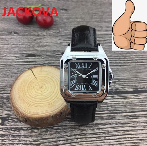 Top quality Women Leather Square Quartz Watch 32mm Fashion Casual clock Wristwatches Luxury Lovers lady classic watch