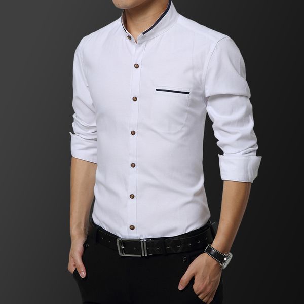 

2021 summer new four seasons busins casual simple multicolor men's long sved shirt, White;black