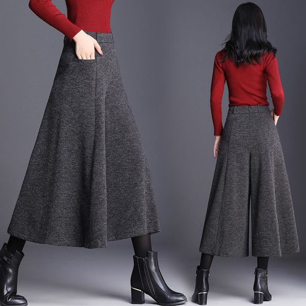

jean from women's fashion fall cinder high pants wide legs plus size trouses winter wool culottes pantalones mujer 1858 8zrz, Blue