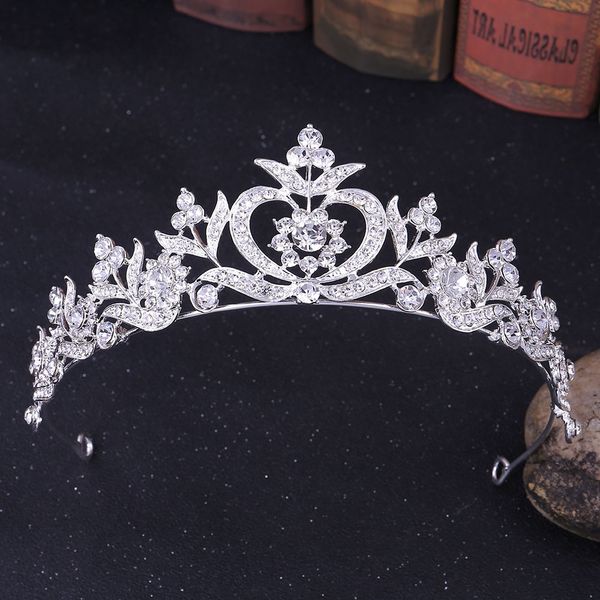 

2021 new vintage baroque bridal tiaras accessories prom headwear stunning sheer crystals wedding and crowns 1918, Slivery;golden