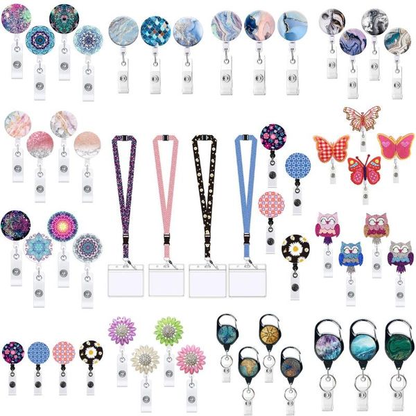 

keychains card sets belt key ring metal retractable pull badge reel id lanyard name tag holder reels recoil chain clips, Silver