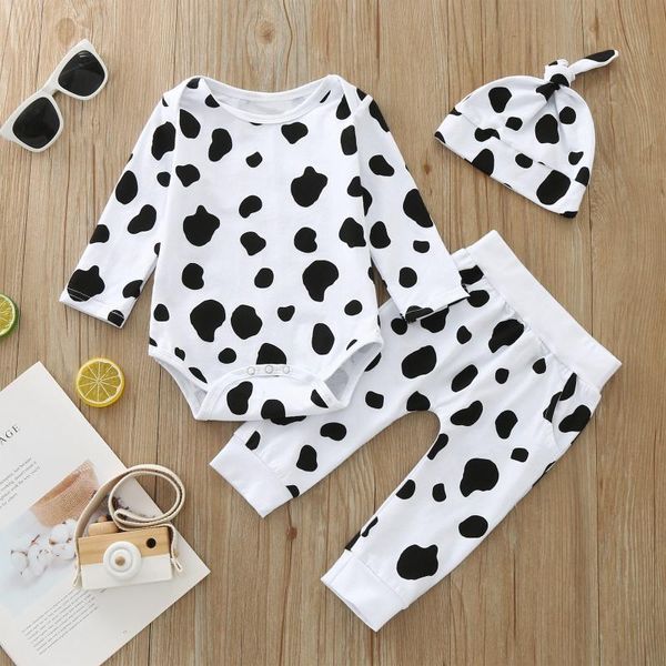 Conjuntos de vestuário 0-18m nascido criança bebê menino menina traje 3 pcs roupas jumpsuit manga comprida romper calças chapéu conjunto de roupas