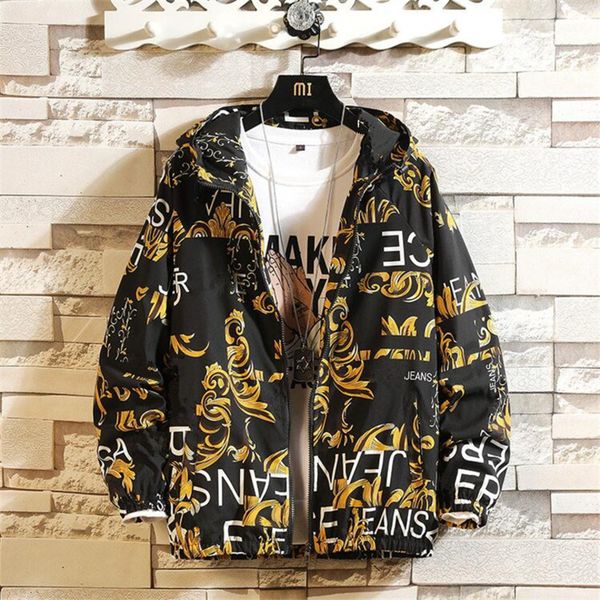 

men's hoodie, printed casual wear, raincoat, windbreaker, fashion brand, spring and autumn, Black;brown