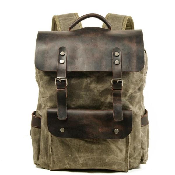 

backpack m391 vintage luxury canvas backpacks for men oil wax leather travel large waterproof daypacks retro bagpack