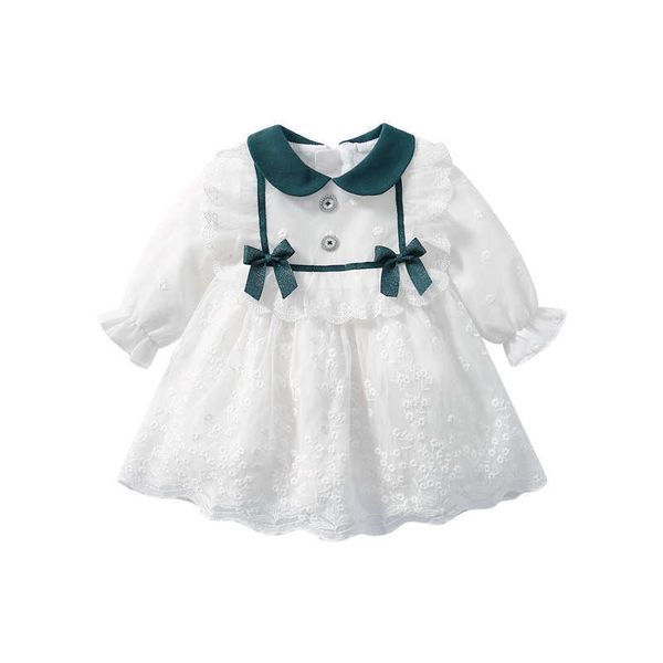 Mädchen spanische weiße Kleider Säuglingsboutiquen Kleidung Baby Mädchen Prinzessin Baumwollkleider Childen Geburtstag Taufe Partykleid 210615