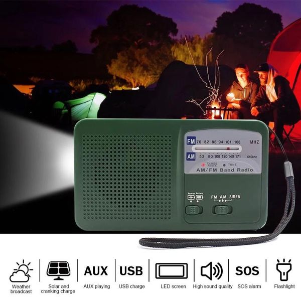 

radio 2021 fm am solar power emergency hand usb charging charger alarm