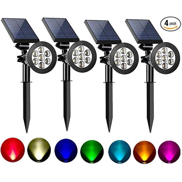 

solar lamps 1/2/4 x 7 led spotlight lawn flood light outdoor garden adjustable wall lamp ip65 landscape for patio decor dropship