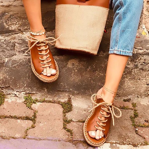 

summer women casule flat scandal buckle open toe fish mouth female shoes peep rope weaving sandals ladies, Black