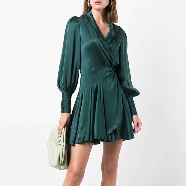 

luxury evening dress how many women's cloth are available 2021 autumn wrapped satin bandage solid color dign simple, Black;gray