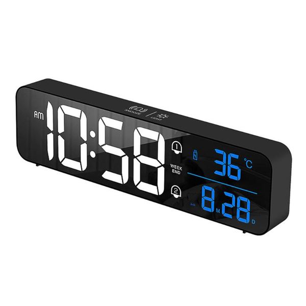 

other clocks & accessories music led digital alarm clock temperature date display deskmirror home table decoration electronic 2000 mah