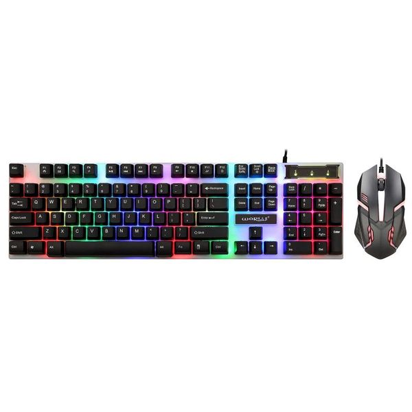 

km-002 wired usb game essential led illuminated mouse and keyboard set combos