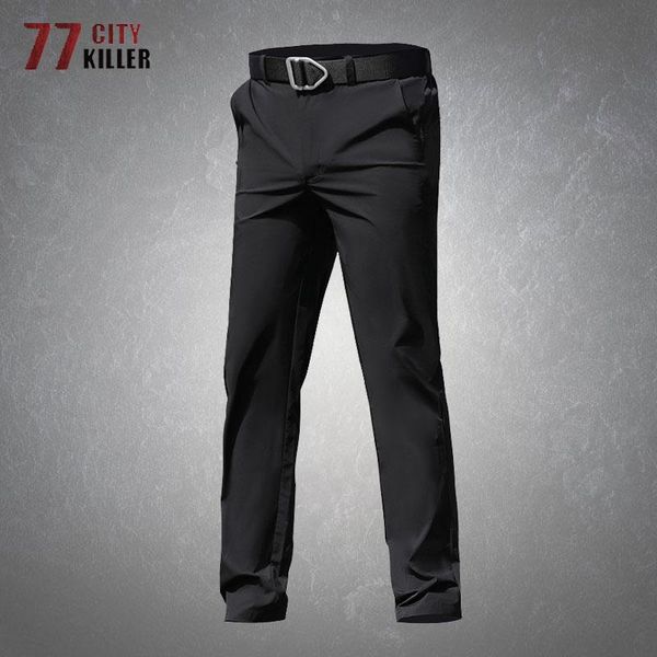 

men's pants elasticity tactical trousers spring summer outdoor commute thin breathable waterproof wear-resistant casual cargo, Black