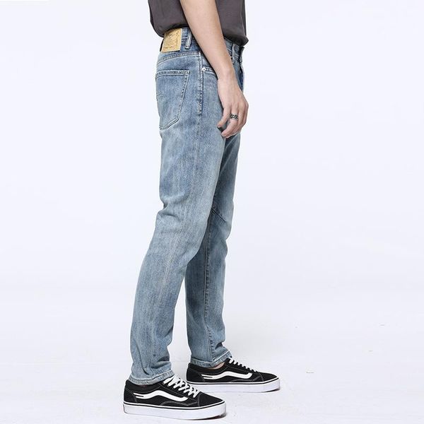 

men's jeans summer youth trend leggings ins four seasons fit slim pants, Blue