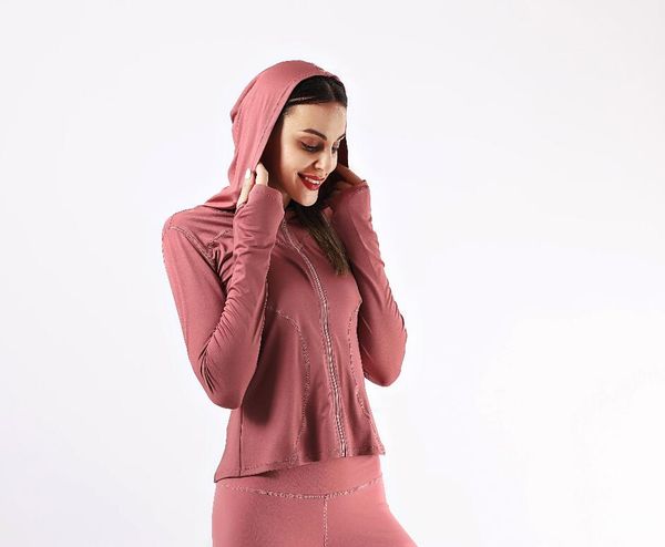 

2021 women's sportswear long-sleeved yoga wear hoodie, White;red