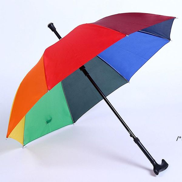 Ncc2 em 1 guarda-chuva de muleta escalada caminhadas walking pau guarda-chuvas com alça longa ao ar livre à prova de vento anti-UV chuva sol bumbershoot ccf8032