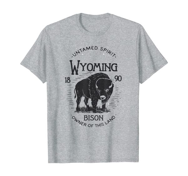 

vintage wyoming 70s 80s retro bison buffalo distressed t-shirt, White;black