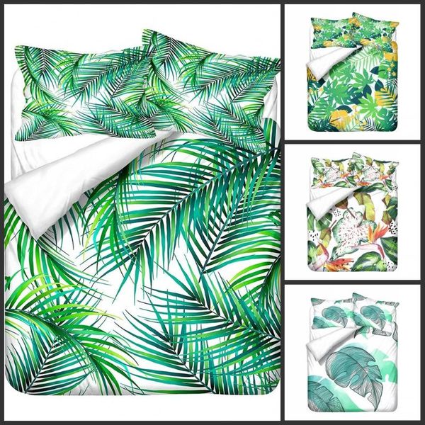 

bedding sets summer 3d tropical rainforest plant set  home textiles bedclothes duvet cover pillowcase for birthday gifts