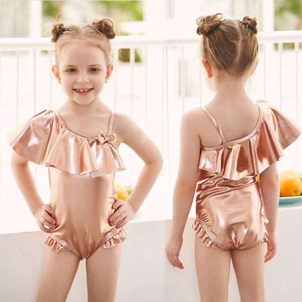 

one-pieces girls' fashion swimsuit ruffled bowknot one-piece children's, Black