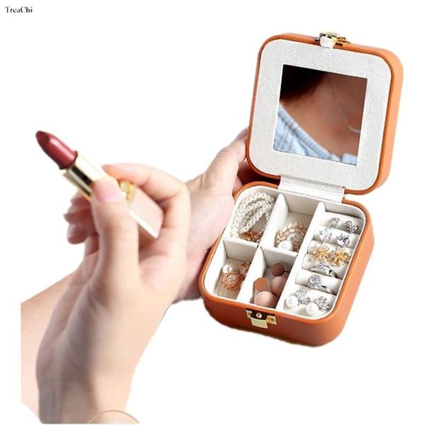 

jewelry pouches, bags cutie pu leather necklace bracelet box mini storage cases portable jewel display holder for friends lover birthday gif, Pink;blue