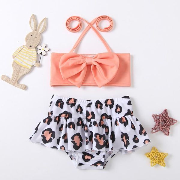

summer toddler baby girls swim watermelon leopard two pieces beach bikini swimwear vogue swimsuit maillot de bain fille one-pieces, Black