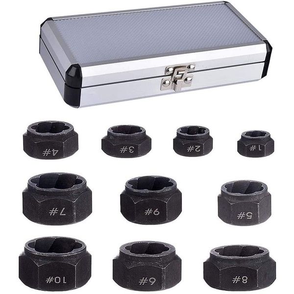

professional hand tool sets 10pcs nut remover extractor bolt screw removal set damaged with storage case