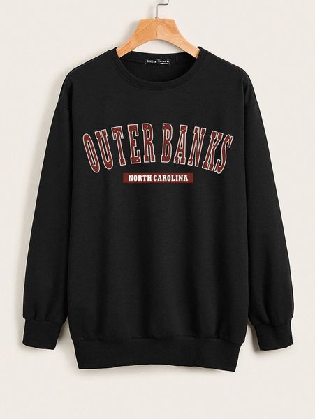 

letter graphic drop shoulder sweatshirt e3ad#, White;black