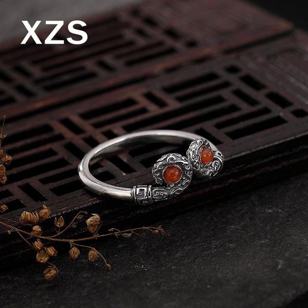 

cluster rings 100% authentic 925 sterling silver south red legend ring china style vintage hand made for women luxury gift jewelry jzc-8108, Golden;silver
