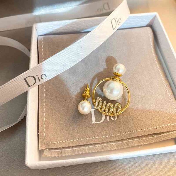

70% off outlet online pearl letter ring for women's earrings with independent, Golden