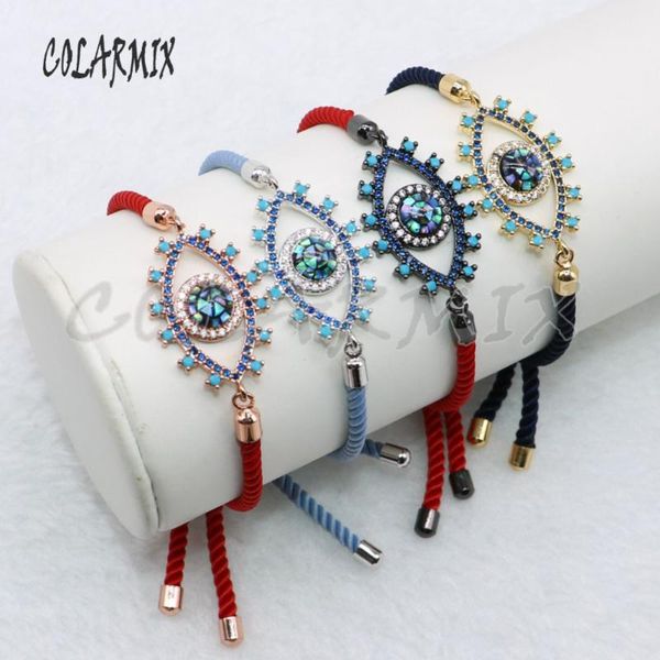 

charm bracelets 8pcs eye shape charms bracelet mix color zircon rope fashion wholesale jewelry gift for lady 4664, Golden;silver