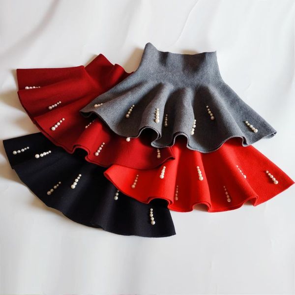

skirts fashion girls skirt beading dance party pettiskirts spring autumn wool cotton high waist school for kids clothing, Blue