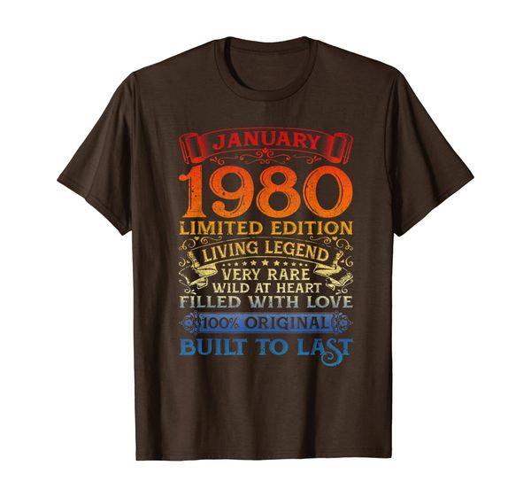 

vintage 40 yrs old january 1980 40th bday gift mens womens t-shirt, White;black