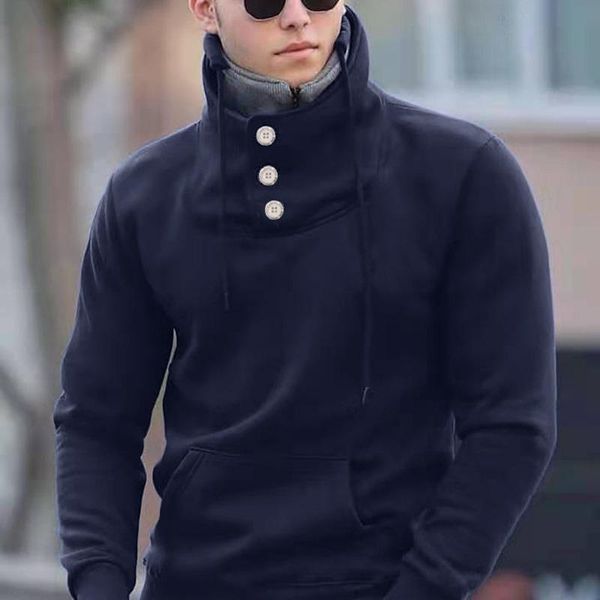 

men's hoodies & sweatshirts jogging gym running long sleeve coats fall clothing 2021 men turtleneck sweater pullover casual fashion al, Black