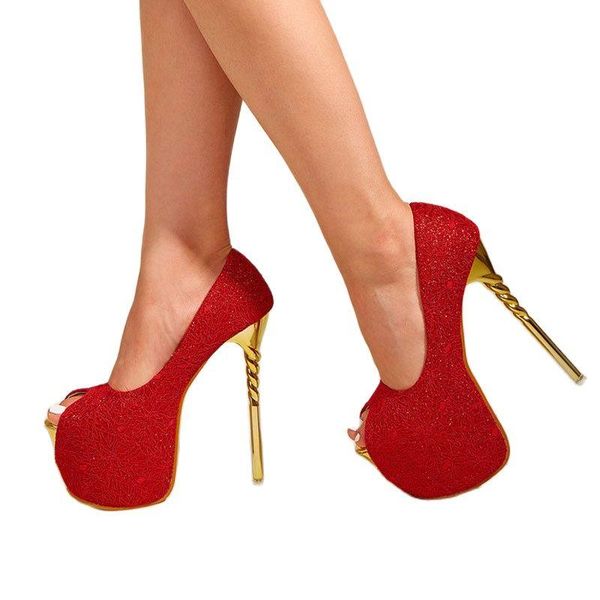 

dress shoes high heels pointed toe pumps women party wedding fish mouth sexy, Black