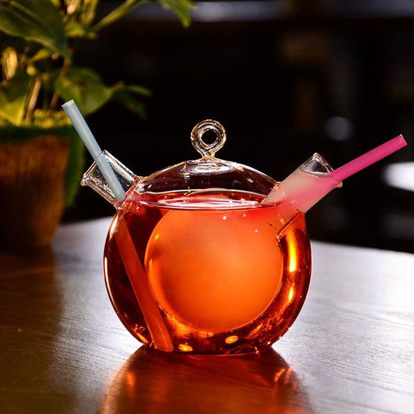 

high capacity creative cocktail vodka brandy whiskey cup sharing mugs transparent double tube glass personality barware club wine glasses