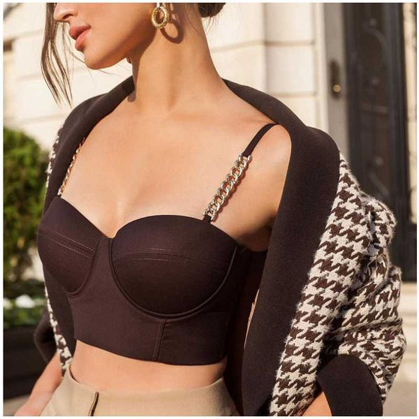 

summer women's fashion inner chain square neck vest halter slim suspender female solid color short pullover tanks & camis, White