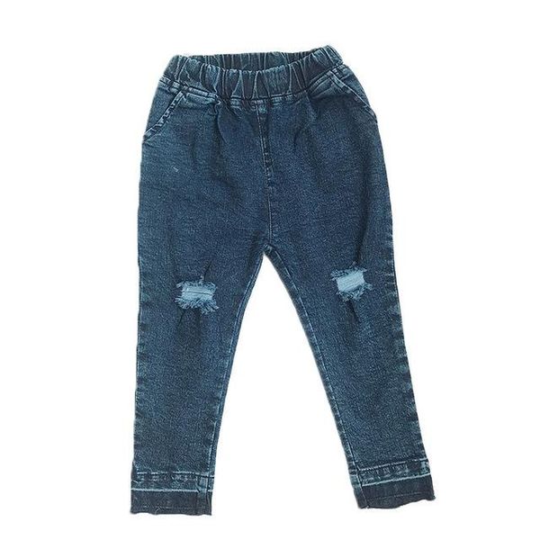 

girls pants jeans casual ripped spring autumn trousers kids boys elastic waist toddler 2 3 4 5 6 7 years, Blue