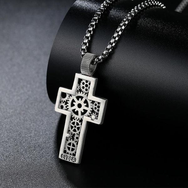 

pendant necklaces cross-border -selling men's cross necklace ins sebo punk gear and women's hip-hop jewelry, Silver