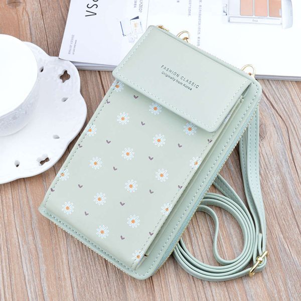 

2021 mobile phone bag women's purse korean version large capacity printing zipper long hand slanting across shoulder, Red;black