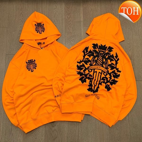 

chaopai keluo orange sword totem net red men's and women's plush hooded sweater ch horseshoe sweater, Black