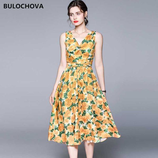 

casual dresses 2021 est summer vintage printed sweet women v neck sleeveless vest long dress large size runway a line vestidos female 2xl, Black;gray